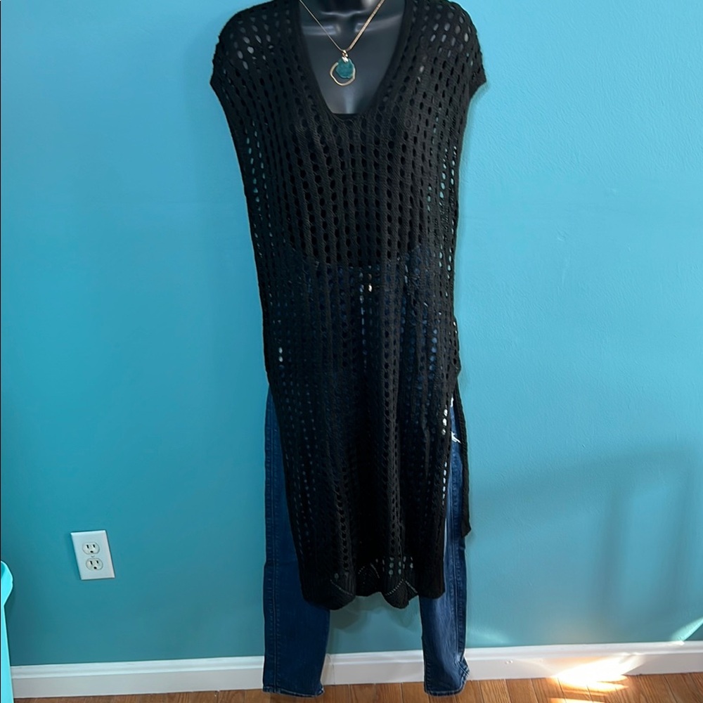Black Crochet Cover-Up Dress